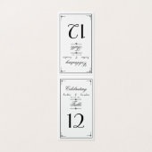 Eenvoudig Elegant Script W & B Bruiloft Tafelnumme Kaart (Buitenkant ongevouwen)