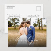 Eenvoudig Elegant Script Weddenschap Bedankt Foto Briefkaart (Voorkant / Achterkant)