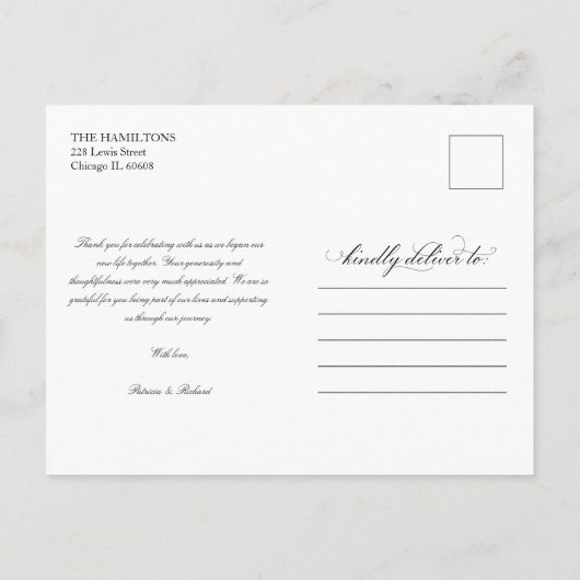 Eenvoudig Elegant Script Weddenschap Bedankt Foto Briefkaart (Achterkant)