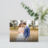 Eenvoudig Elegant Script Weddenschap Bedankt Foto Briefkaart (Staand voorkant)