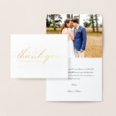 Eenvoudig Elegant Script Weddenschap Bedankt Foto Folie Kaarten (Display)