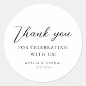 Eenvoudig Elegant Script Weddenschap Ronde Sticker (Voorkant)