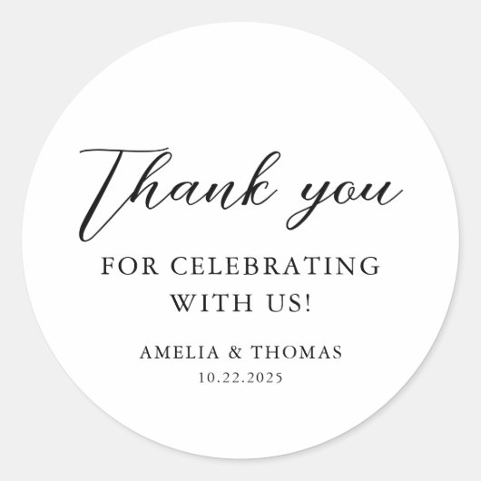 Eenvoudig Elegant Script Weddenschap Ronde Sticker (Voorkant)