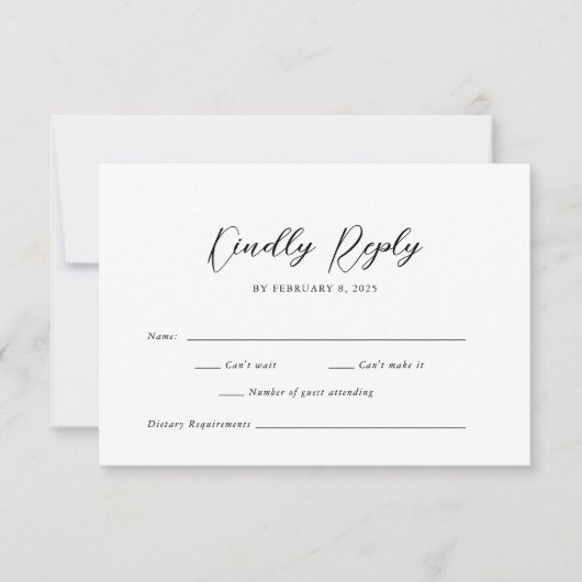 Eenvoudig Elegant Script Weddenschap RSVP Kaartje (Voorkant)