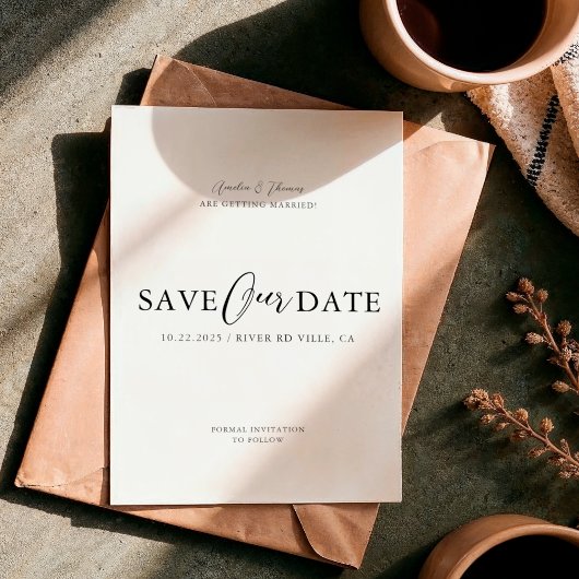 Eenvoudig Elegant Script Weddenschap Save The Date