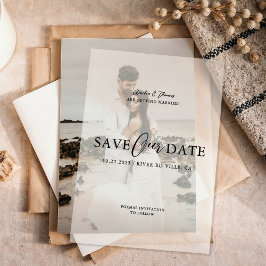 Eenvoudig Elegant Script Weddenschap Vellum Uitnodigingen