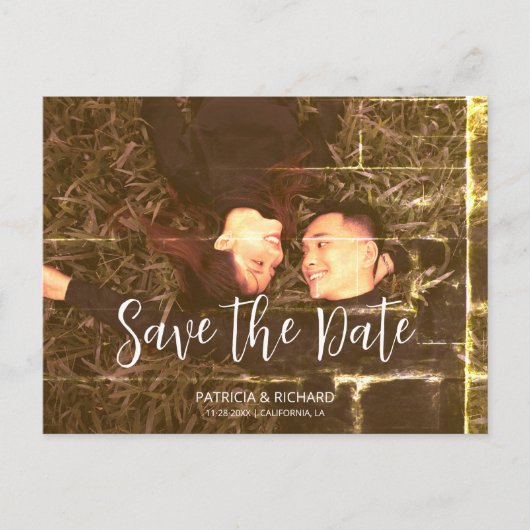 Eenvoudig elegant script Wedding Save The Date Fot Briefkaart (Voorkant)