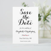 Eenvoudig Elegant Script White Wedding Verloving Save The Date (Staand voorkant)
