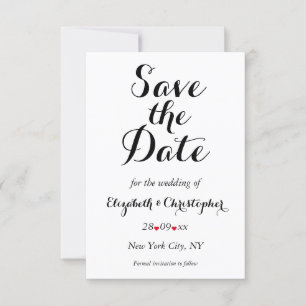 Eenvoudig Elegant Script White Wedding Verloving Save The Date