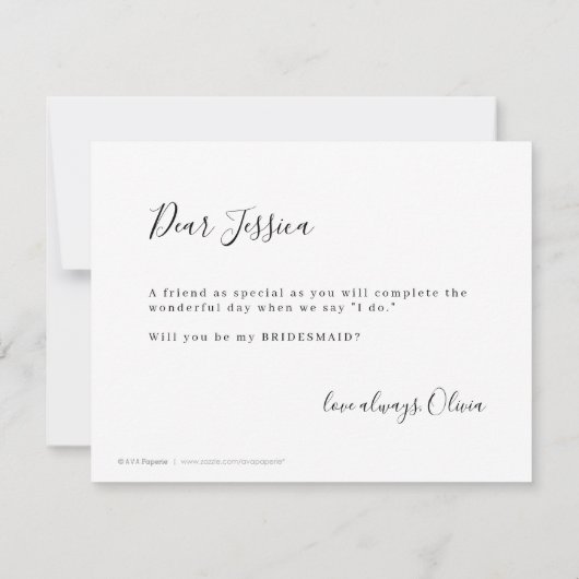 Eenvoudig elegant script zou je misschien bruidsme kaart (Achterkant)