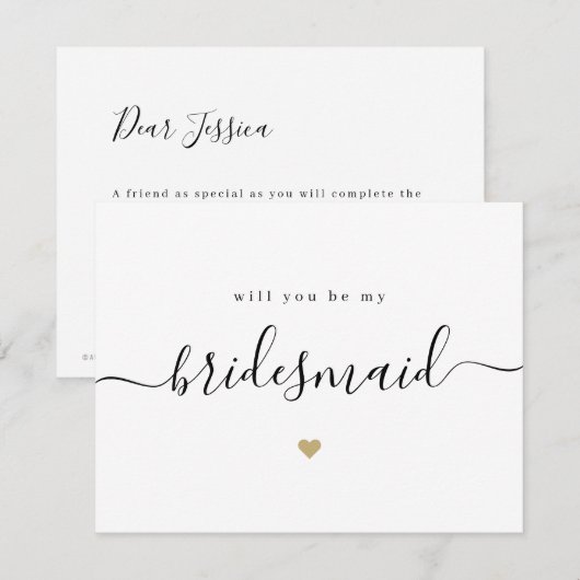 Eenvoudig elegant script zou je misschien bruidsme kaart (Voorkant / Achterkant)