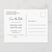 Eenvoudig Elegant Script Zwart & Wit Fotobruiloft Aankondigingskaart (Achterkant)