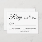 Eenvoudig Elegant Script, Zwart & Wit Huwelijk RSVP Kaartje (Voorkant / Achterkant)