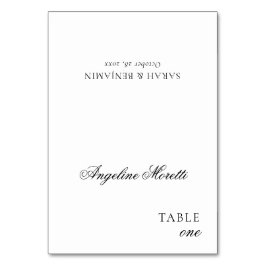 Eenvoudig Elegant Script Zwart & Wit Place Card Kaart