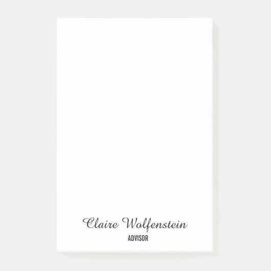 Eenvoudig Elegant Script Zwart Wit Post it Notes (Voorkant)