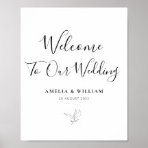 eenvoudig elegant script zwart-wit welkomstteken