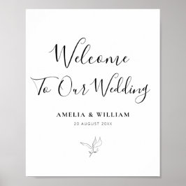 eenvoudig elegant script zwart-wit welkomstteken poster