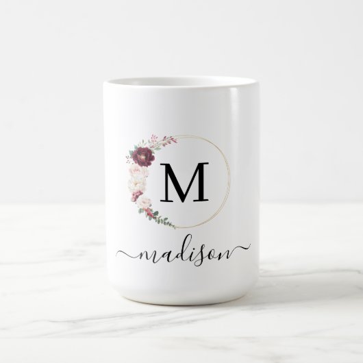 Eenvoudig, elegant, scriptlettertype, monogram koffiemok (Center)