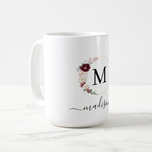 Eenvoudig, elegant, scriptlettertype, monogram koffiemok (Voorkant links)