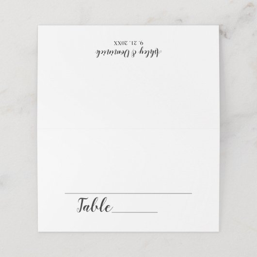 Eenvoudig elegant scriptwedtafel-nummer plaatskaartje (Buitenkant ongevouwen)