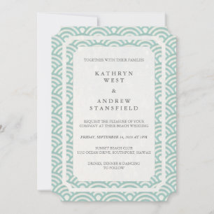 Eenvoudig elegant seafoam Green + White Beach brui Kaart