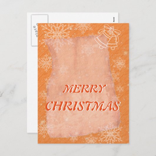 Eenvoudig Elegant Sinaasappel Bell Snowflake Kerst Feestdagenkaart (Voorkant / Achterkant)