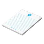 Eenvoudig Elegant Sky Blue Lined Monogram Name Notitieblok (Linkerzijde)