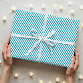 Eenvoudig elegant smal gestreept patroon Blauwgroe Cadeaupapier