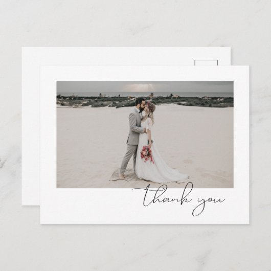 Eenvoudig Elegant Sophisticated Minimal Photo Wedd Aankondigingskaart (Voorkant / Achterkant)