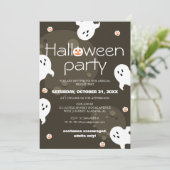 Eenvoudig elegant spooky halloween kostuum feest kaart (Staand voorkant)