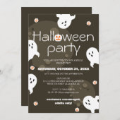 Eenvoudig elegant spooky halloween kostuum feest kaart (Voorkant / Achterkant)