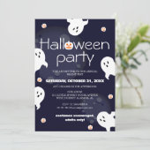 Eenvoudig elegant spooky halloween kostuum feest kaart (Staand voorkant)