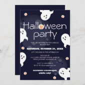 Eenvoudig elegant spooky halloween kostuum feest kaart (Voorkant / Achterkant)