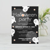 Eenvoudig elegant spooky halloween kostuum feest kaart (Staand voorkant)