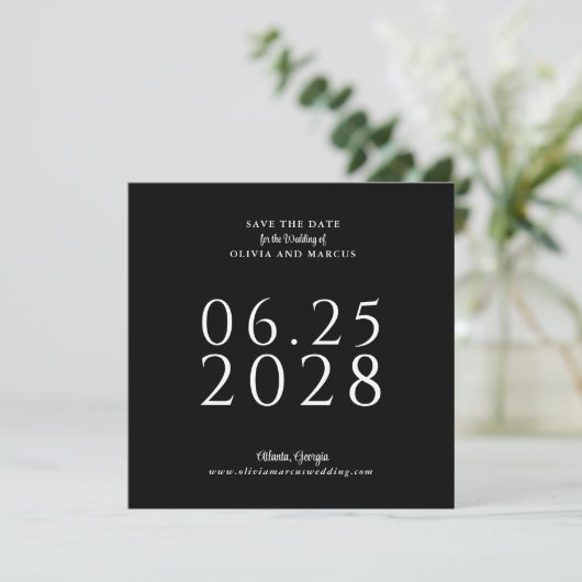 Eenvoudig Elegant Square Save the Date with Photo (Staand voorkant)