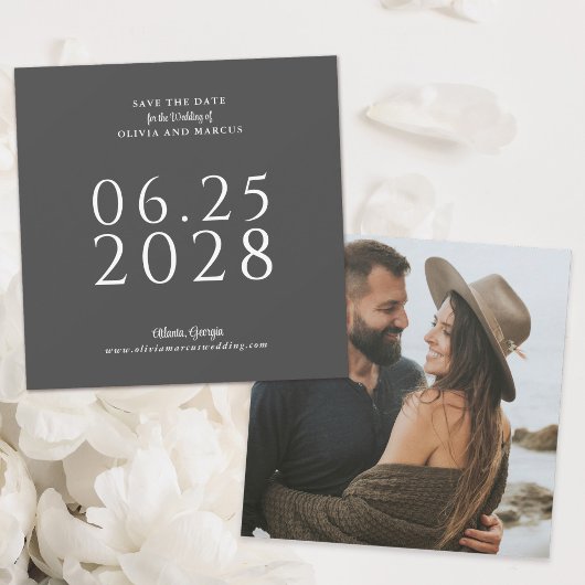 Eenvoudig Elegant Square Save the Date with Photo