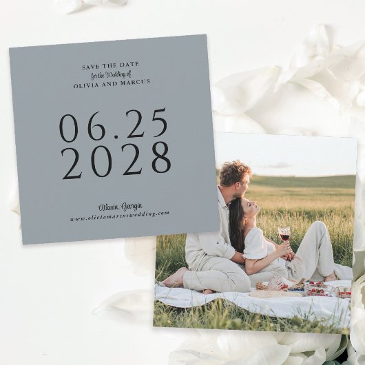 Eenvoudig Elegant Square Save the Date with Photo