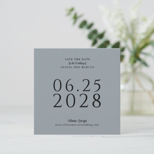 Eenvoudig Elegant Square Save the Date with Photo (Staand voorkant)