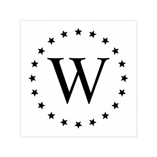 Eenvoudig Elegant Star Lijst Single Initiaal Monog Zelfinktende Stempel (Design)