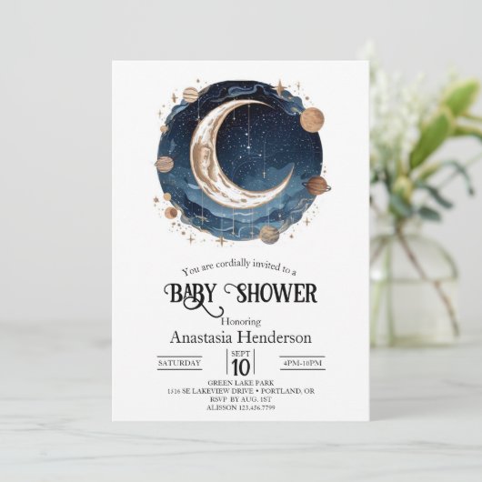 Eenvoudig Elegant Stars Baby shower Kaart (Staand voorkant)