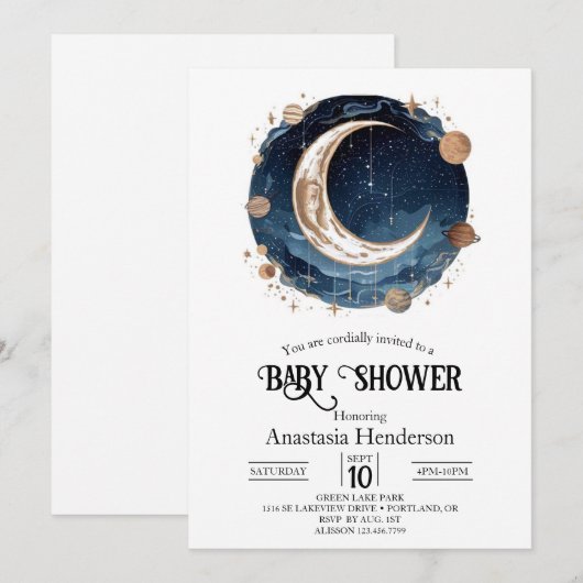 Eenvoudig Elegant Stars Baby shower Kaart (Voorkant / Achterkant)