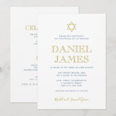 Eenvoudig Elegant Ster, Tekst op Rug, Bar Mitzvah Kaart (Voorkant / Achterkant)