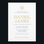 Eenvoudig Elegant Ster, Tekst op Rug, Bar Mitzvah Kaart<br><div class="desc">Gebruik de rug van deze uitnodiging om uw viering en antwoorddetails toe te voegen.</div>