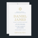 Eenvoudig Elegant Ster, Tekst op Rug, Bar Mitzvah Kaart<br><div class="desc">Gebruik de rug van deze uitnodiging om uw viering en antwoorddetails toe te voegen.</div>
