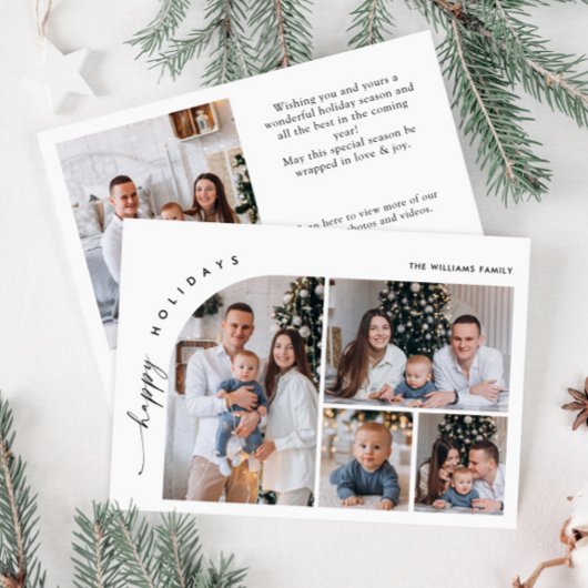 Eenvoudig Elegant Stijlvol 5 FOTO Kerst QR code Feestdagenkaart