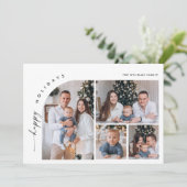 Eenvoudig Elegant Stijlvol 5 FOTO Kerst QR code Feestdagenkaart (Staand voorkant)