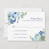Eenvoudig Elegant Stoffig Blauw Marine Bloemen Bru RSVP Kaartje (Voorkant)