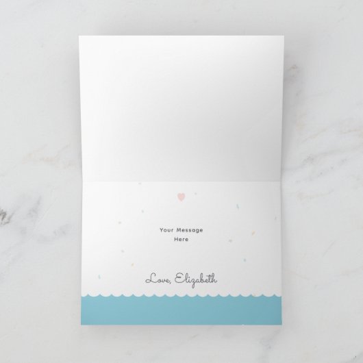 Eenvoudig Elegant Sweet Alpaca Lama Boy Baby showe Bedankkaart (Binnen)