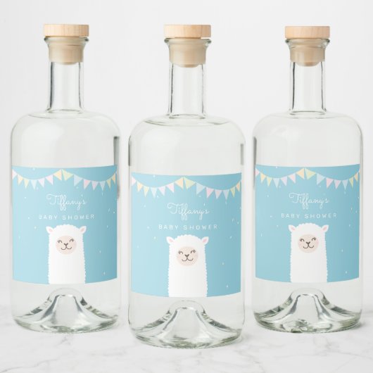Eenvoudig Elegant Sweet Alpaca Lama Boy Baby showe Likeurfles Etiket (Flessen)