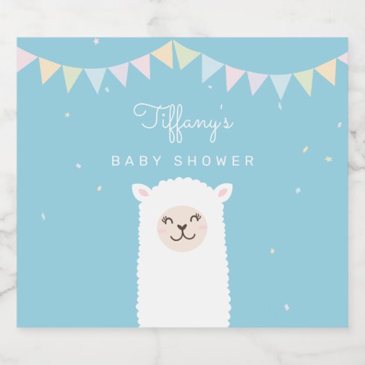 Eenvoudig Elegant Sweet Alpaca Lama Boy Baby showe Likeurfles Etiket (Enkel label)